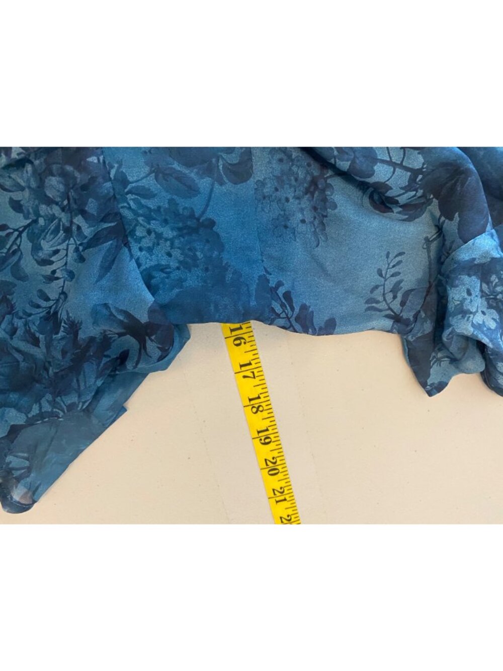 NWT Ador Blue Floral Tiered Maxi Dress Flutter Sleeves XL - Picture 8 of 10